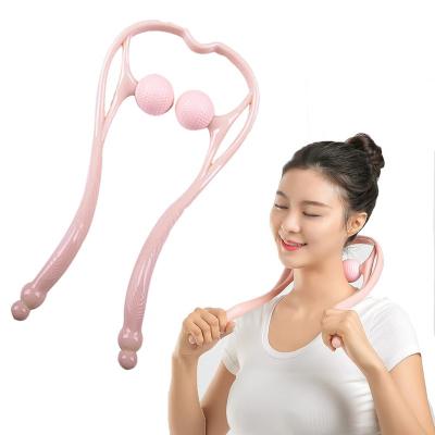 China Deep tissue massager Roller Massager Tool with 2 Balls for Pain Relief deep Tissue Handheld Suitable Relaxed Legs Waist Neck and Shoulder Massager for sale