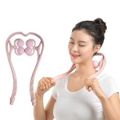 China Body Neck Pain Relief Device 4  Ball Roller  Stretcher  Point Massage Tools Hand Roller shoulder Neck Massager for sale