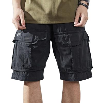 China Custom Casual Elastic Anti-Wrinkle Belt Men's Cargo Shorts Multi Pockets Wholesale Cotton Cargo Shorts Men for sale