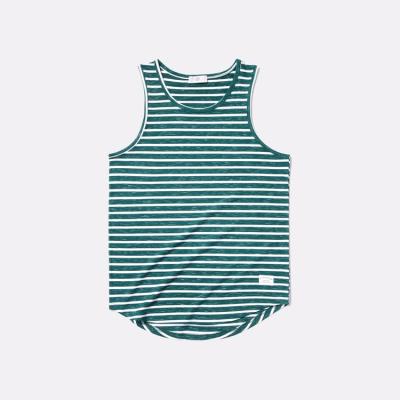 China New Summer Style Multi Color Cotton Curved Anti-pilling Tank Top Edge Striped Sleeveless 100% T-Shirt For Men for sale