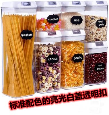 China Freshness Keeping Grain TIGHTLY AIR Kitchen Food Sealed Plastic 7PCS SET Storage Bin Transparent Grain Moisture Proof Sealed Box for sale