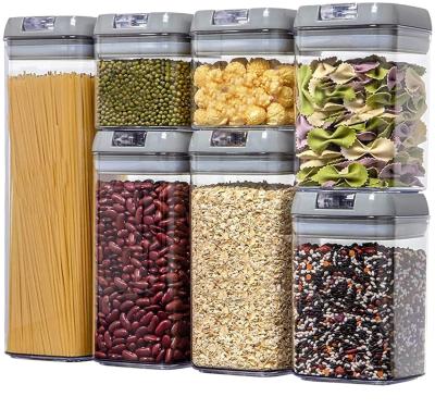 China Freshness Keeping Grain TIGHTLY AIR Kitchen Food Sealed Plastic 7PCS SET Storage Bin Transparent Grain Moisture Proof Sealed Box for sale