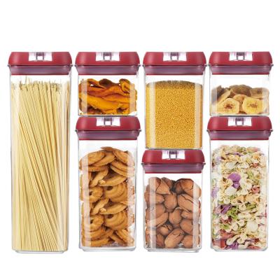 China Freshness Keeping Grain TIGHTLY AIR Kitchen Food Sealed Plastic 7PCS SET Storage Bin Transparent Grain Moisture Proof Sealed Box for sale