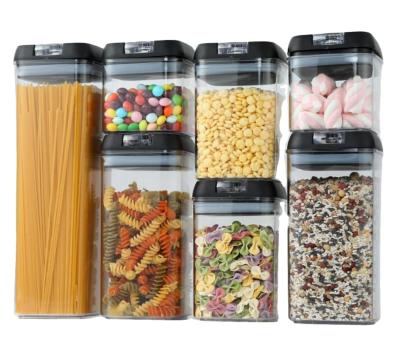 China Food Sealed Seven-Piece Kitchen Grain Storage Freshness Preservation Plastic Transparent Grain Storage Container Moisture-Proof Sealed Box for sale