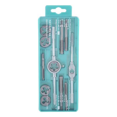 China 45 12pcs M6-M12 Screw Nut Steel Thread Taps Dies With Wrench Handle Tool Kit for sale