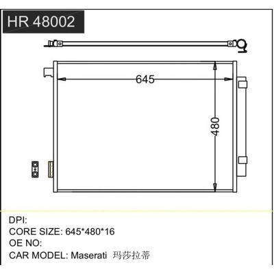 China Maserati Aluminum Auto Ac Condenser Price 670009820 for sale