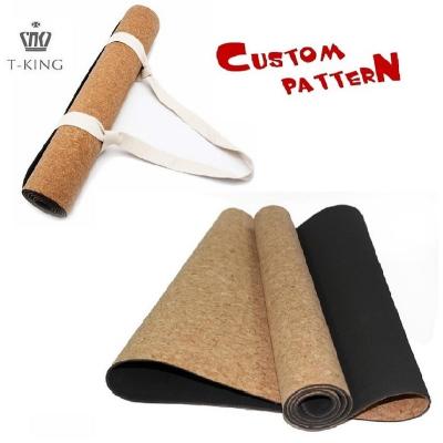 China T-king Yoga Mat Pilates Eco Friendly Cork Tape Yoga Mat Deep 8mm Non-slip Deep 8mm Wholesale Cork Build Fitness Custom Label for sale