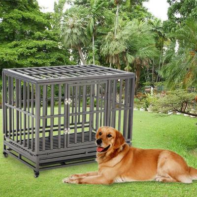 China Customed Large Square Tube Luxury Durable Heavy Duty Dog Cage Folding Metal Dog Cages for sale