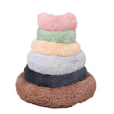 China Wholesale Breathable Comfortable Soft Faux Fur Plush Donut Dog Pet Bed Donut Luxury Pet Bed for sale