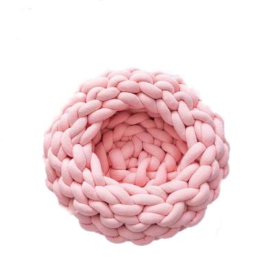 China Sustainable Cotton Tube Soft Stringing Yarn Hand Knitting Polyester Cat Bed Filler Cavern for sale