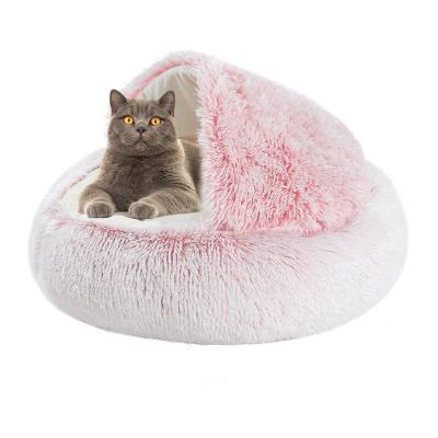 China Cat Bed For Animal Sleep Breathable Fluffy Plush Deep Around Cat Cave Bed for sale