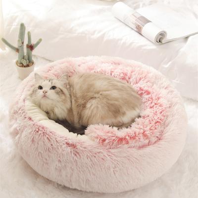 China Breathable Deep Sleep Around Plush Wool Fluffy Pet Cat Bed Cave for sale