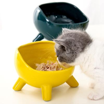 China Newest Viable Protect Neck Vertebra Raised Cat Ceramic Bowl For Pet Raised Tilted for sale