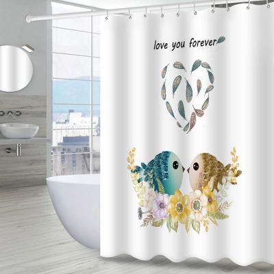 China Sustainable No Punching Standard Size Creative Funny Shower Curtain With Flax Fabric for sale