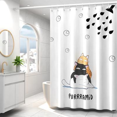 China Sustainable Home Decor No Various Styles Linen Fabric Fabric Punch Shower Curtain for sale