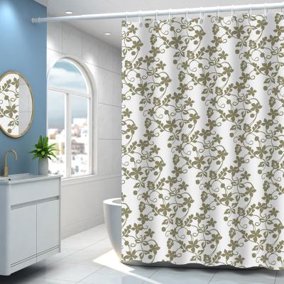 China Luxury Customized Sustainable Feature No Punch White Polyester Fabric Shower Curtain for sale