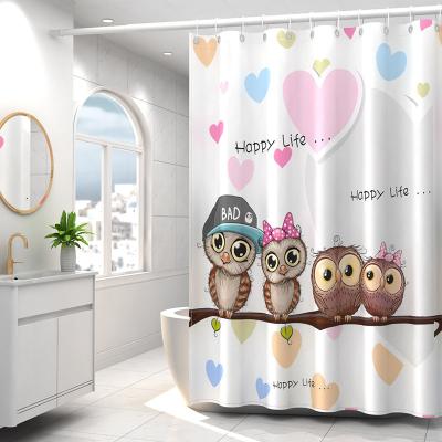 China Custom Feature Sustainable Wholesale Creative Polyester Fabric Farmhouse Shower Curtain for sale