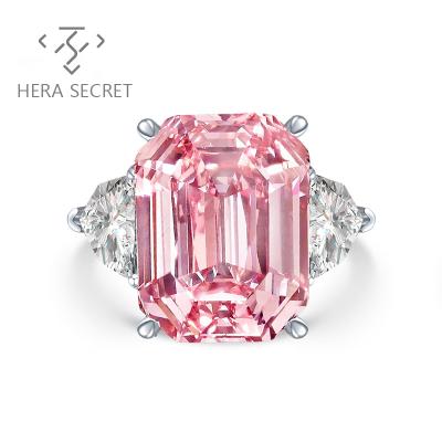 China 2021 CLASSIC Real Emerald Cut Pink White Yellow Gold Jewelry Rings Jewelry Women Diamond for sale