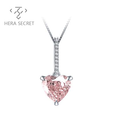 China ForeverFlame 925 Romantic Silver Gold Plated Diamond Necklace Diamond Heart Cut Pendant Necklace for sale