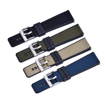 China High Quality Juelong 20mm Silicone Watch Band Cloth Nylon 22mm Nylon Rubber 20mm Rubber Lining Watch Band Straps for sale