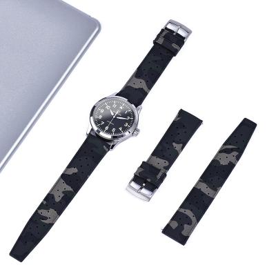 China FKM JUELONG FKM Camouflage Watch Band Rubber Tropical Style Military Watch Straps Camouflage Printing Army Camouflage for sale