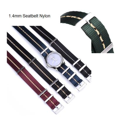 China Mola Seat 20/22mm Breathable Smooth Belt 1.4mm NATO Nylon Striped Watch Band for sale