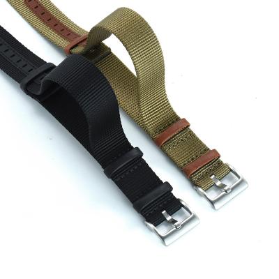 China Fanshion 20mm 22mm Nylon Watch Strap 1 Piece NATO Straps With Quick Return Spring Bars Watch Strap Nylon Leather Reinforcement for sale