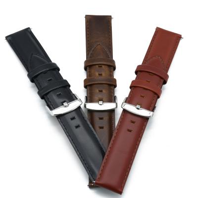 China Low MOQ Design Convex Shape Moisture Proof Handmade Genuine Leather Strap Popular Running Ready Top Grain Cowhide Handmade Genuine Leather Strap for sale