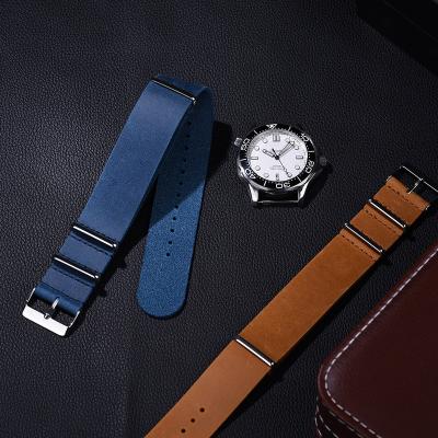 China Fashion/Casual/Sport Crazy Horse Leather NATO Strap Vintage Virgin Suit With Quartz And Mechanical Leather Watchband for sale