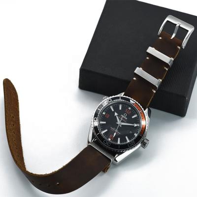 China Fashion/Band 16/18/20/22/24/26mm Genuine Leather Gray Leather Nato Strap Casual/Vintage Crazy Horse Sports Watch for sale