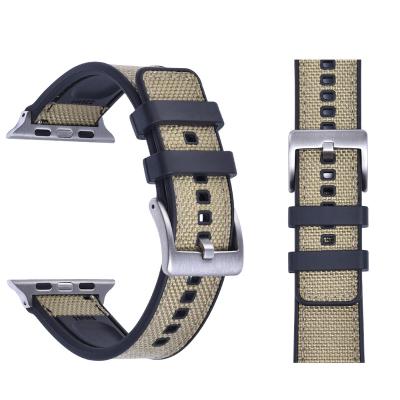 China New Arrival Fashion/Casual/Sports Premium Fabric And Rubber Hybrid Watchband Fit For 38mm 40mm 41mm 42mm 44mm Hybrid Apple Watch Strap 45mm for sale