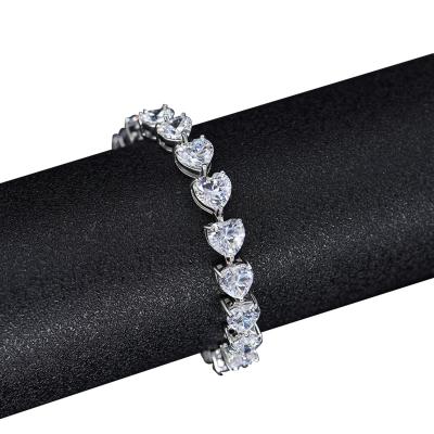 China High Quality 2021 Environmental Friendly Cheap Price 925 Sterling Silver Heart Link Tennis Bracelet For Women Jewelry for sale