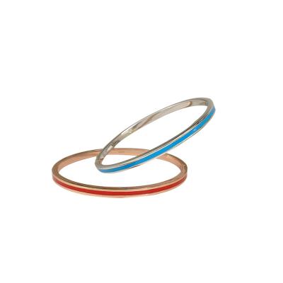 China Environmental Friendly 925 Sterling Silver Rose Gold Plated Women Multicolor Wrist Bracelets Enamel Colorful Bangle for sale