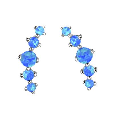 China Fashion CLASSIC Popular High End Brass Stud S925 Five Circles Earrings Round Blue White For Women for sale