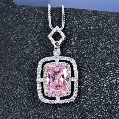 China Fashionable Square Design Multi Zircon Silver / Brass Plated Birthday Anniversary Pendant Present for sale