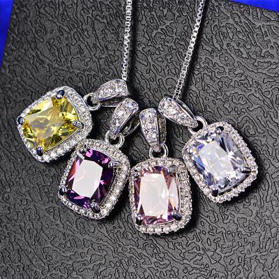 China Fashionable Multi Square Design Zircon Pendant Silver / Brass Plated Best Friend Gifts for sale