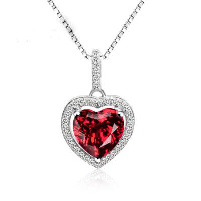 China Fashionable S925 Love Heart Multi Color Zircon / Brass Plated Pendant Birthday Gifts for sale