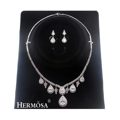 China Hermosa CLASSIC Classic Women Party Jewelry Sets 925 Sterling Silver Necklace Earrings Bridal Wedding Jewelry Set for sale