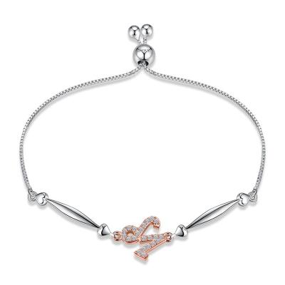 China Trendy Bracelet 925 Sterling Silver Zircon Plated by Hermosa 12 Constellations Adjustable Custom Worked for sale