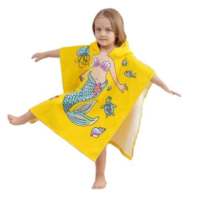 China Sustainable Hot Sale High Quality Hooded Beach Towel 100%Cotton Kids Bath Towels With Hat for sale