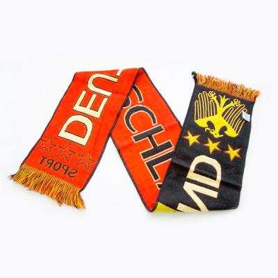 China Promotional High Quality Long Football Fans Club 100% Acrylic Custom World Football Fans Scarf for sale