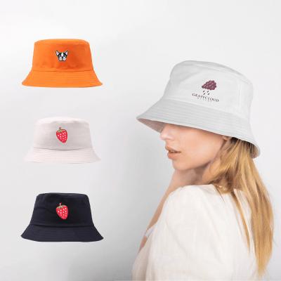 China Wholesale Bulk 100% Logo Bucket Hats Cheap Reversible Bucket Hats Sun Protection Cotton Custom Embroidery for sale