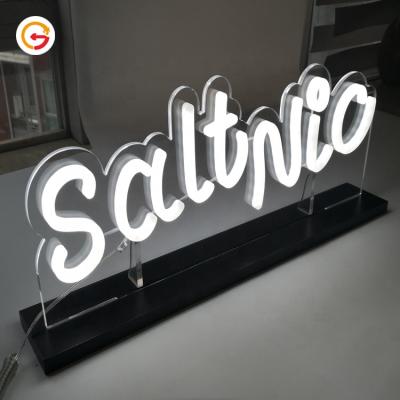 China Light Shine / Durable Lifestyle Style JAGUARSIGN Custom Neon Sign Manufacturer With Base Holder LED Portable Acrylic Neon Sign Table Decor For Bar for sale