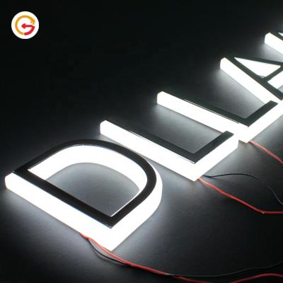 China JAGUARSIGN long duarble manufacture custom illuminated Chrome acrylic backlit sign LED solid acrylic back light letter for sale