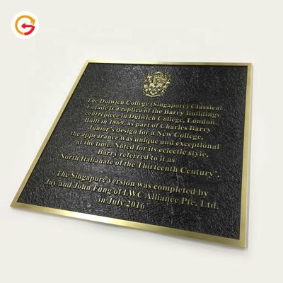 China Europe JAGUARSIGN Custom Metal Plaque Embossed Exterior Decorative Brass Letter Wall Plaque For College Manufacturer for sale