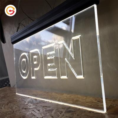 China Custom Edge Acrylic Led Signage Low Consumption Long Bed Durable Easy Installation Manufacturer JAGUARSIGN Hanging Sign Bright Open Side Light For Shop for sale