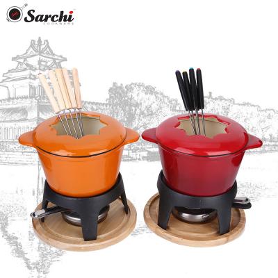 China Melting Enamel Cheese Fondue Set Cookware Viable Mess Kit for sale