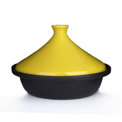 China Sustainable Enamel Cast Iron Moroccan Tagine Pot With Tagine Pot Lid for sale