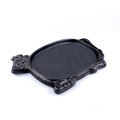 China Sustainable Cast Iron Steak Pan Pre-Seasoned Cast Iron Sizzling Steak Plate for sale