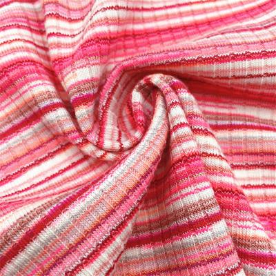 China Supplier 52% Polyester 44% Cotton 4% Spandex Plain Dyed 5x2 For Knitting Striped Yarn-Dyed Rib Fabric, Polyester Spandex Rib Knitted Fabr for sale